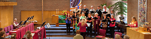 The Celebration Choir performs at worship.