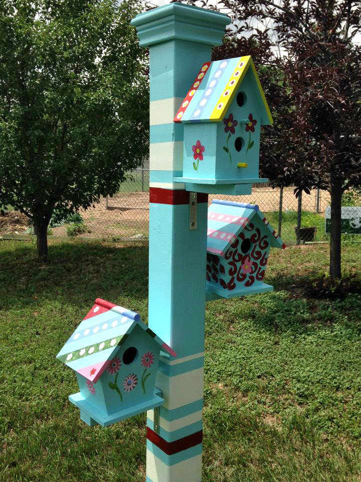 Bird houses built by Sunday School children.